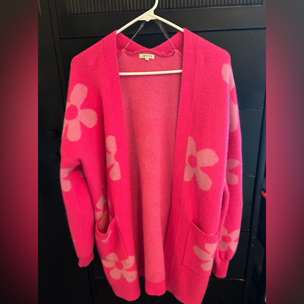 JODIFL Pink Floral Cardigan - Size Large